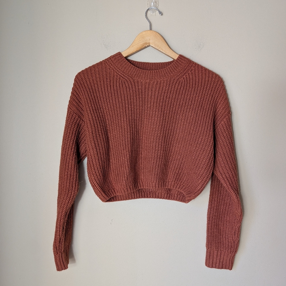 Elodie Rust Knit Cropped Sweater